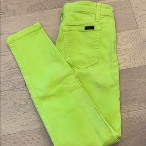 Joes neon green jeans size 24 skinny